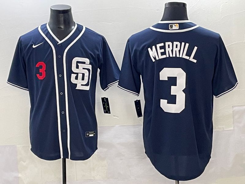 Men 2025 San Diego Padres #3 Merrill Dark Blue Game Nike MLB Jersey style 4->san diego padres->MLB Jersey